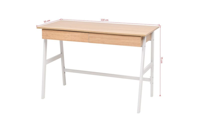 Skrivbord 110x55x75 cm ekfärg och vit - Vit - Skrivbord - Datorbord