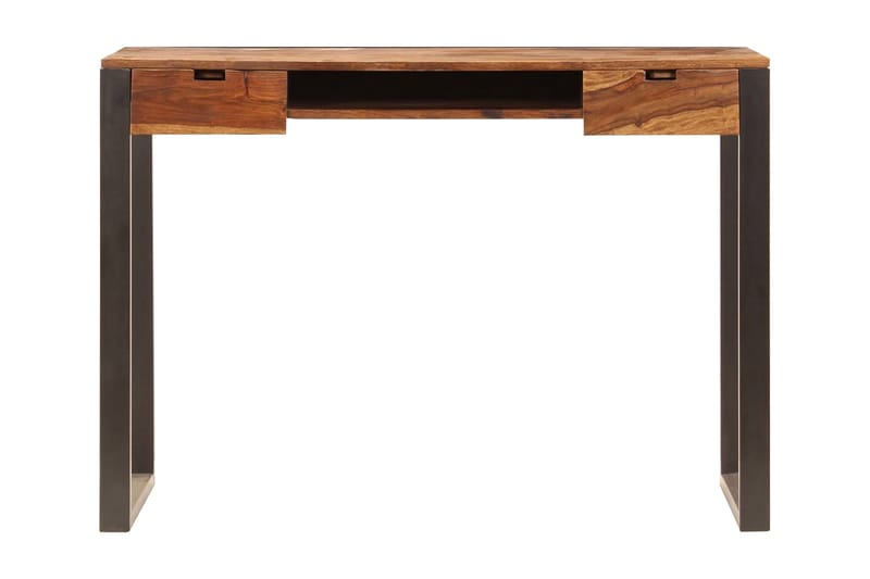 Skrivbord 110x55x78 cm massivt sheshamträ och stål - Brun - Skrivbord - Datorbord