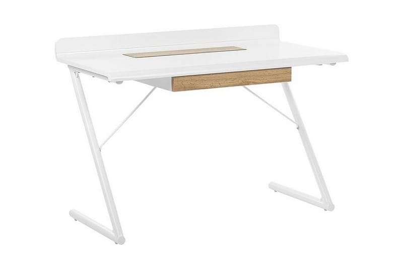 Skrivbord 120 x 60 cm vit/ljust trä FOCUS - Vit - Skrivbord - Datorbord