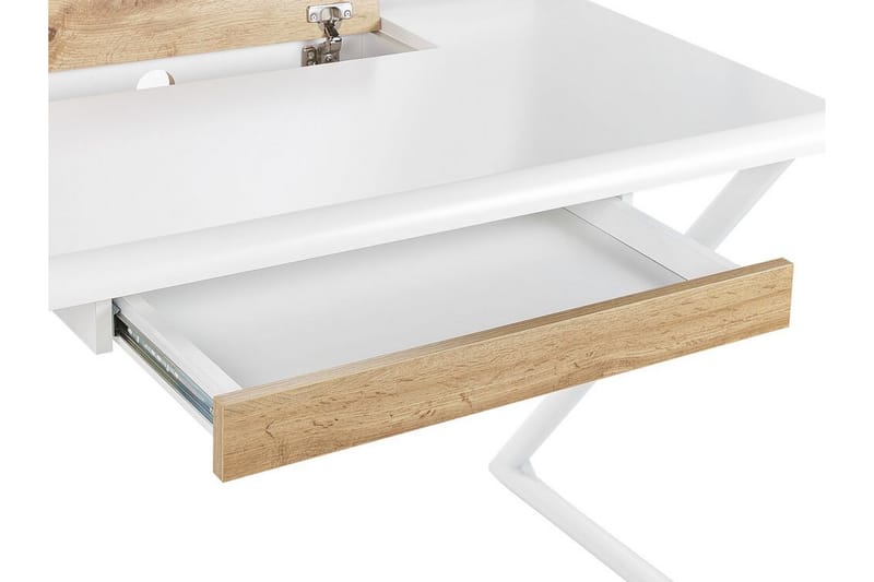 Skrivbord 120 x 60 cm vit/ljust trä FOCUS - Vit - Möbler - Bord & matgrupp - Kontorsbord - Skrivbord
