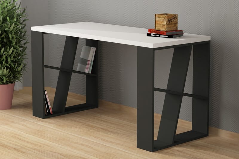 Skrivbord Adong 140 cm - Vit/Mörkgrå - Möbler - Bord & matgrupp - Kontorsbord - Skrivbord