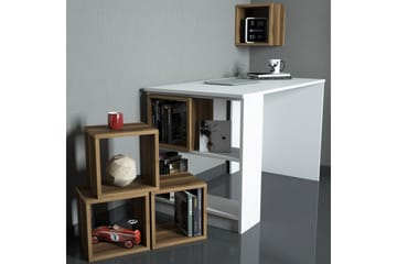 Skrivbord Amtorp 120 cm med Förvaring + Vägghylla + - Vit/Brun - Möbler - Bord & matgrupp - Kontorsbord - Skrivbord