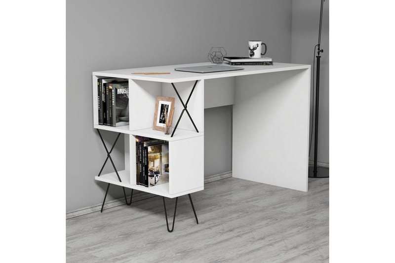 Skrivbord Amtorp 120 cm med Förvaring Hylla + Bokhylla - Extra Vit - Möbler - Bord & matgrupp - Kontorsbord - Skrivbord