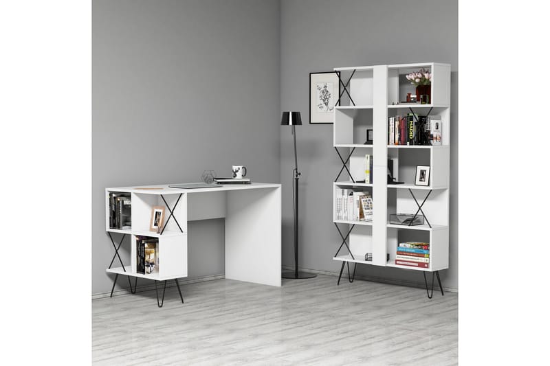 Skrivbord Amtorp 120 cm med Förvaring Hylla + Bokhylla - Extra Vit - Möbler - Bord & matgrupp - Kontorsbord - Skrivbord