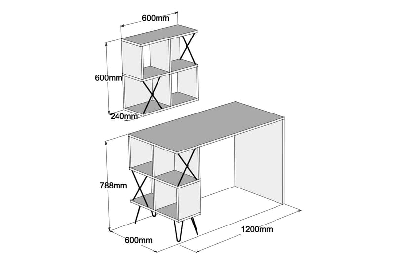 Skrivbord Amtorp 120 cm med Förvaring Hylla + Bokhylla Liten - Ljusbrun - Skrivbord - Datorbord