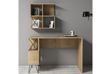 Skrivbord Amtorp 120 cm med Förvaring Hylla + Bokhylla Liten - Ljusbrun - Möbler - Bord & matgrupp - Kontorsbord - Skrivbord