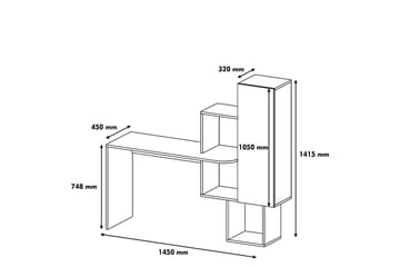 Skrivbord Amtorp 145 cm med Förvaring Hyllor + Skåp - Vit/Gul - Möbler - Bord & matgrupp - Kontorsbord - Skrivbord