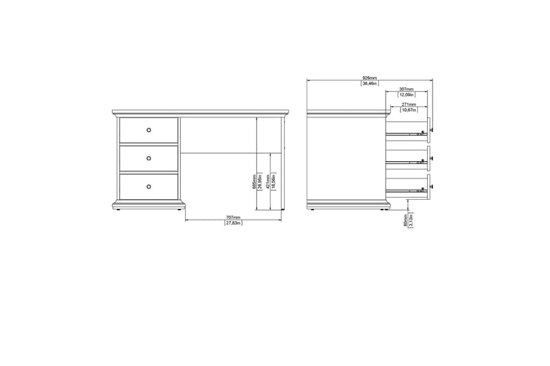 Skrivbord Anjou 130 cm - Vit - Skrivbord - Datorbord