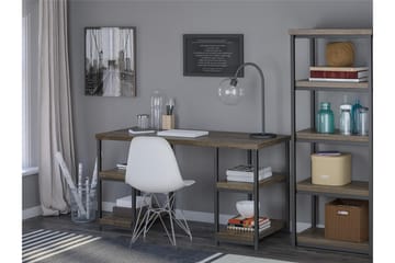 Skrivbord Ashlar 137 cm med Förvaring 4 Hyllor Brun/Svart - Dorel Home - Möbler - Bord & matgrupp - Kontorsbord - Skrivbord