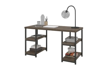 Skrivbord Ashlar 137 cm med Förvaring 4 Hyllor Brun/Svart - Dorel Home - Möbler - Bord & matgrupp - Kontorsbord - Skrivbord