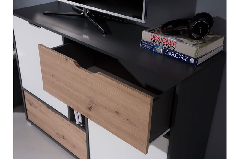 Skrivbord Awena 120 cm med Förvaring 3 Lådor - Vit/Brun - Skrivbord - Datorbord