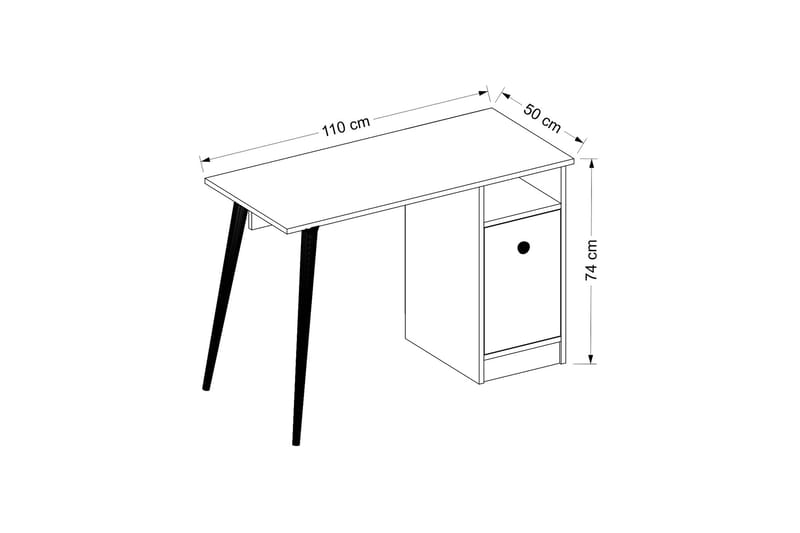 Skrivbord Barbele 110 cm med Förvaring Hylla + Skåp - Vit - Skrivbord - Datorbord