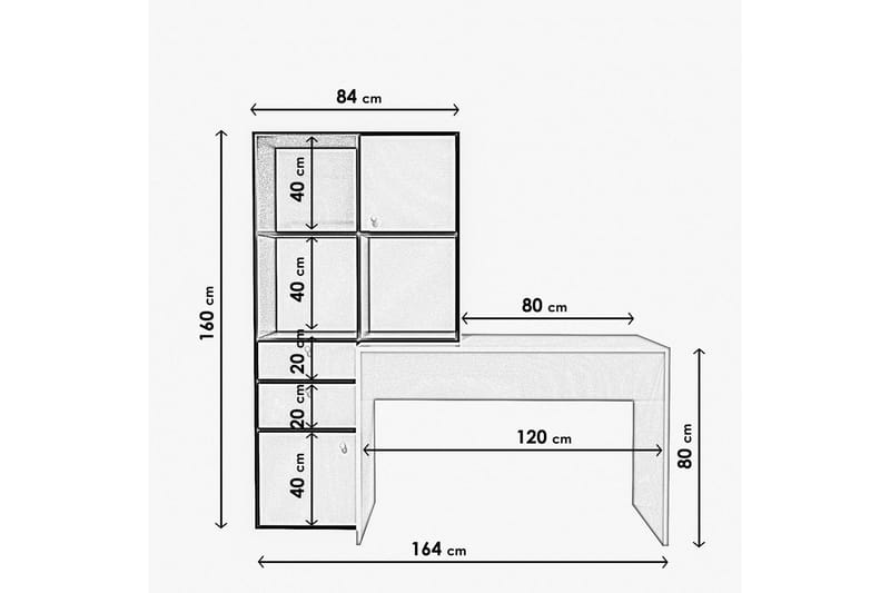 Skrivbord Belgin 164x160x164 cm med förvaring - Vit - Skrivbord - Datorbord