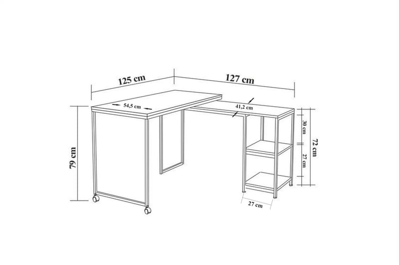 Skrivbord Berat 127 cm med Förvaring Hyllor - Natur/Svart - Skrivbord - Datorbord