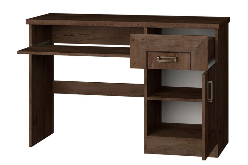Skrivbord Borek 118 cm med Förvaring Lådor+Hylla+Skåp - Ljusbrun - Skrivbord - Datorbord
