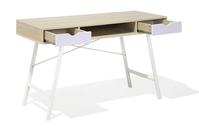 Skrivbord Bromide 120 cm med Förvaring Hylla + 2 Lådor - Trä/Natur - Möbler - Bord & matgrupp - Kontorsbord - Skrivbord