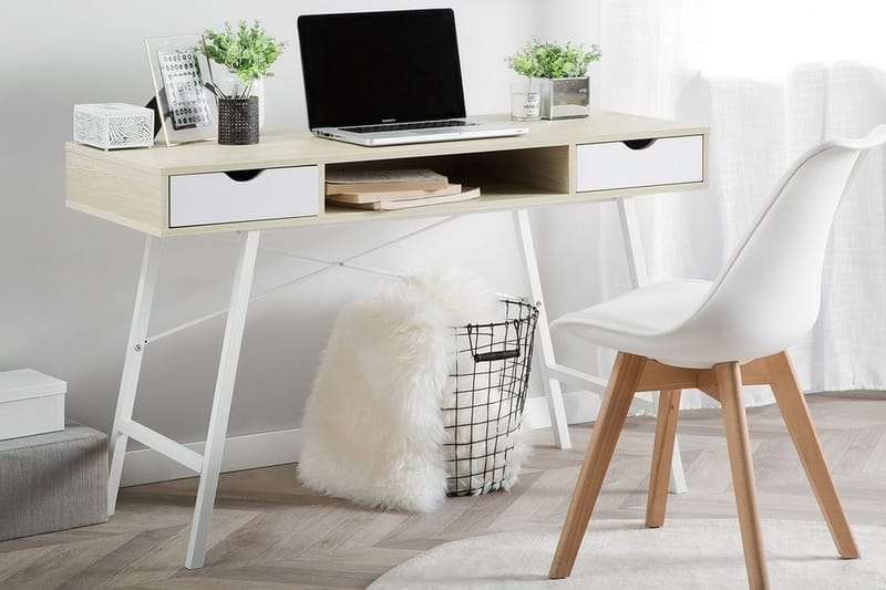 Skrivbord Bromide 120 cm med Förvaring Hylla + 2 Lådor - Trä/Natur - Möbler - Bord & matgrupp - Kontorsbord - Skrivbord