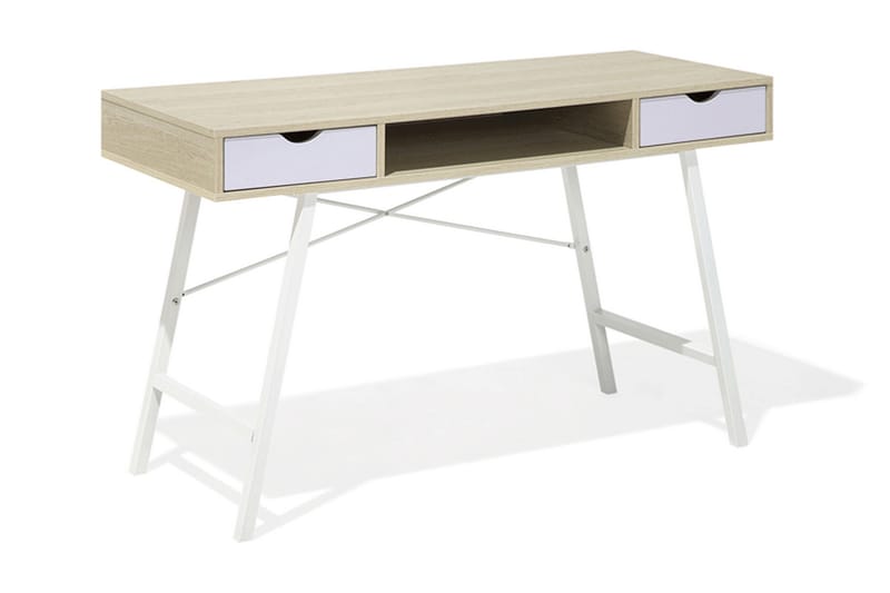 Skrivbord Bromide 120 cm med Förvaring Hylla + 2 Lådor - Trä/Natur - Skrivbord - Datorbord