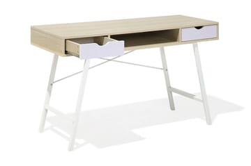 Skrivbord Bromide 120 cm med Förvaring Hylla + 2 Lådor - Trä/Natur - Möbler - Bord & matgrupp - Kontorsbord - Skrivbord