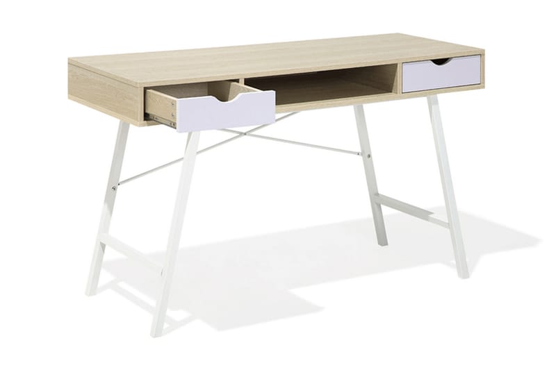 Skrivbord Bromide 120 cm med Förvaring Hylla + 2 Lådor - Trä/Natur - Möbler - Bord & matgrupp - Kontorsbord - Skrivbord