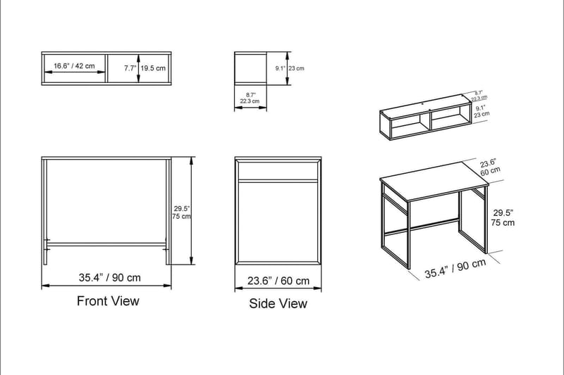 Skrivbord Buskahult 90 cm med Förvaring Vägghylla - Ljusbrun - Skrivbord - Datorbord
