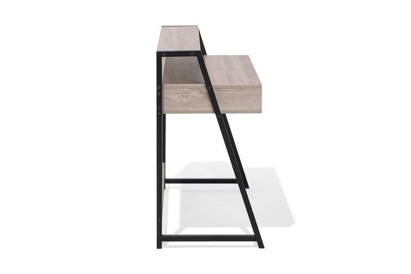 Skrivbord Calzona 100 cm med Förvaring Låda + Hylla - Ljusbrun/Vit/Svart - Skrivbord - Datorbord