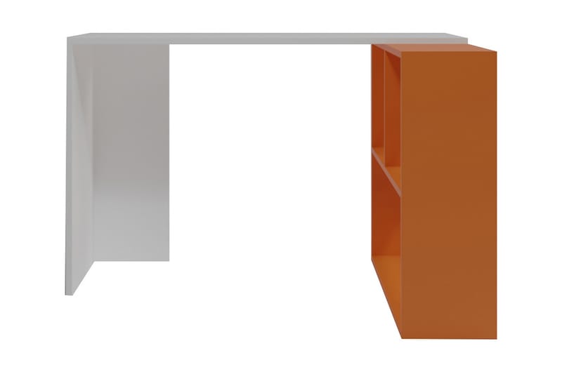 Skrivbord Candeger 120 cm med Förvaring Hyllor - Vit/Orange - Skrivbord - Datorbord