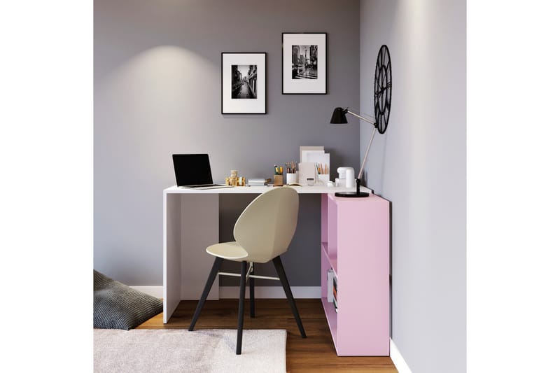 Skrivbord Cankat 120 cm med Förvaring Hyllor - Vit/Rosa - Möbler - Bord & matgrupp - Kontorsbord - Skrivbord