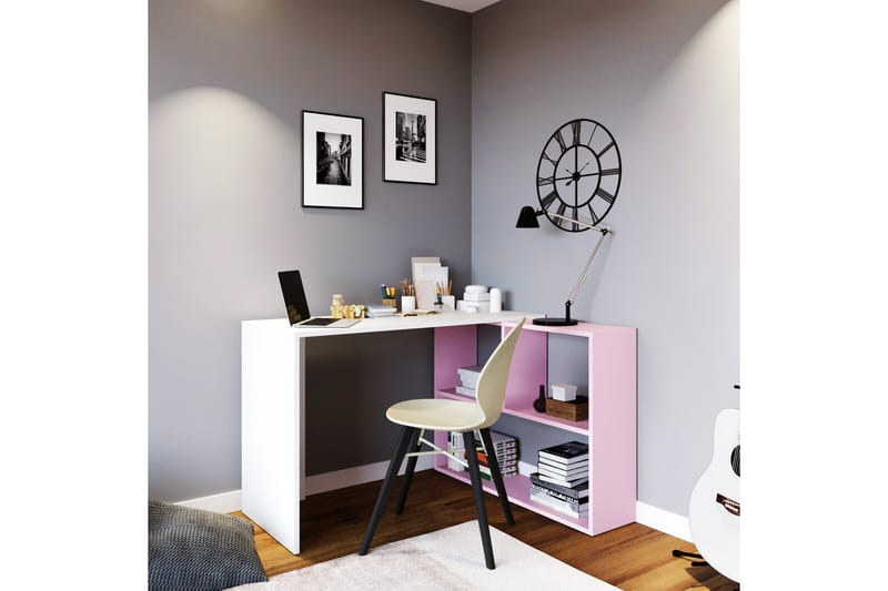 Skrivbord Cankat 120 cm med Förvaring Hyllor - Vit/Rosa - Möbler - Bord & matgrupp - Kontorsbord - Skrivbord