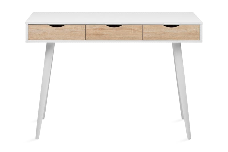 Skrivbord Castor 110 cm med Förvaring 3 Lådor - Vit/Natur - Möbler - Bord & matgrupp - Kontorsbord - Skrivbord