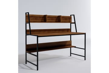 Skrivbord Cerenli 140 cm med Förvaring Hyllor - Mörkbrun/Svart - Möbler - Bord & matgrupp - Kontorsbord - Skrivbord