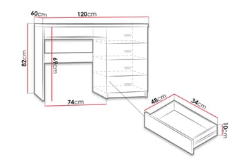 Skrivbord Chatard 120 cm med Förvaring 4 Lådor + Hylla - Ljus Ask - Möbler - Bord & matgrupp - Kontorsbord - Skrivbord