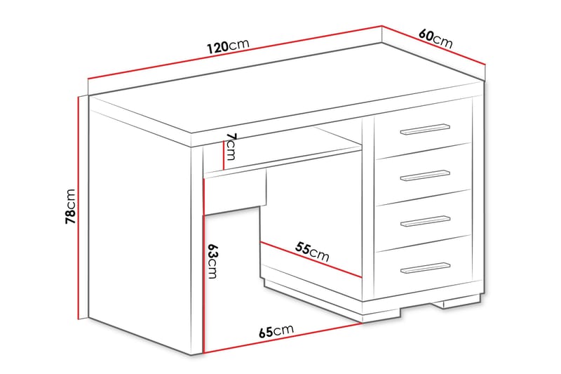 Skrivbord Ciborro 120 cm med Förvaring 4 Lådor - Beige/Grå - Möbler - Bord & matgrupp - Kontorsbord - Skrivbord