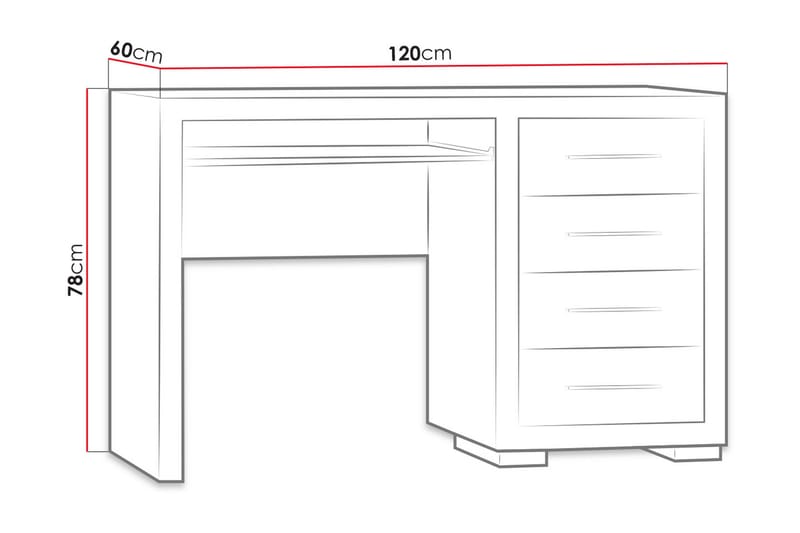 Skrivbord Ciborro 120 cm med Förvaring 4 Lådor - Beige/Grå - Skrivbord - Datorbord