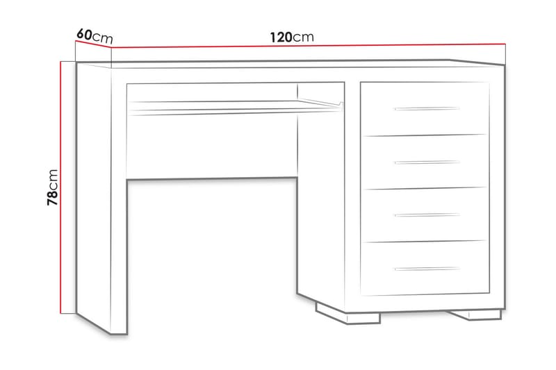 Skrivbord Ciborro 120 cm med Förvaring 4 Lådor - Ekfärg/Brun - Möbler - Bord & matgrupp - Kontorsbord - Skrivbord