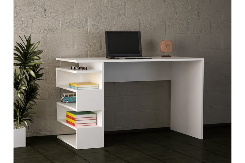 Skrivbord Clora 120 cm med Sidoförvaring - Vit - Skrivbord - Datorbord
