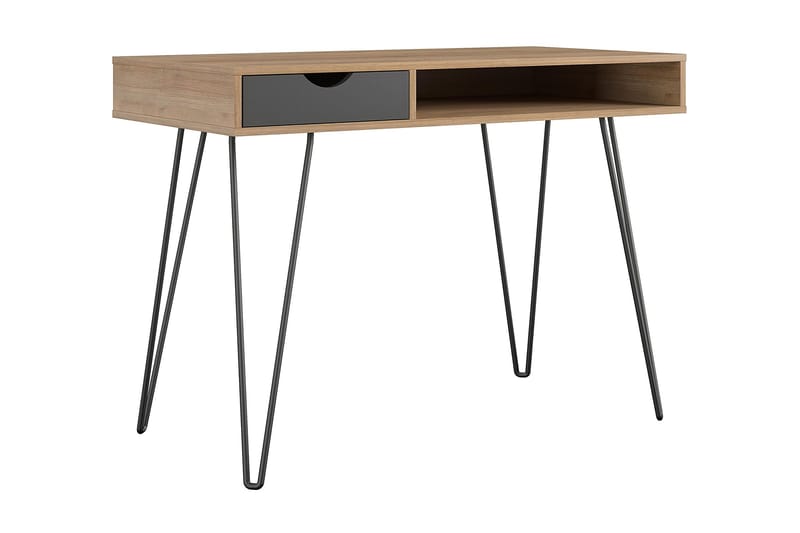 Skrivbord Concord 106 cm med Förvaring Låda Grå/Natur/Svart - Novogratz - Möbler - Bord & matgrupp - Kontorsbord - Skrivbord