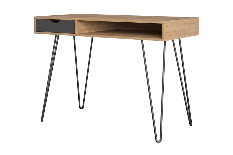 Skrivbord Concord 106 cm med Förvaring Låda Grå/Natur/Svart - Novogratz - Möbler - Bord & matgrupp - Kontorsbord - Skrivbord