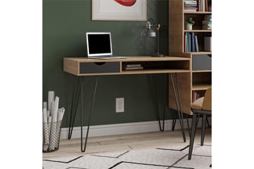 Skrivbord Concord 106 cm med Förvaring Låda Grå/Natur/Svart - Novogratz - Möbler - Bord & matgrupp - Kontorsbord - Skrivbord