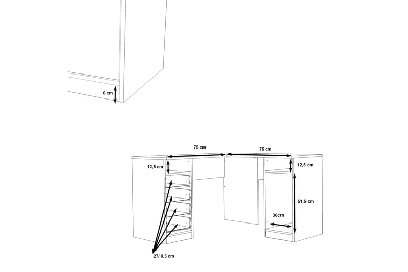 Skrivbord Cromarty 125 cm - Vit - Skrivbord - Datorbord