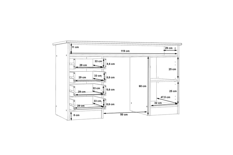 Skrivbord Cromarty 126 cm - Vit - Möbler - Bord & matgrupp - Kontorsbord - Skrivbord