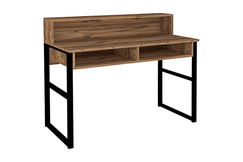 Skrivbord Dehana 120 cm med Förvaring 2 Hyllor - Valnötsbrun/Svart - Möbler - Bord & matgrupp - Kontorsbord - Skrivbord