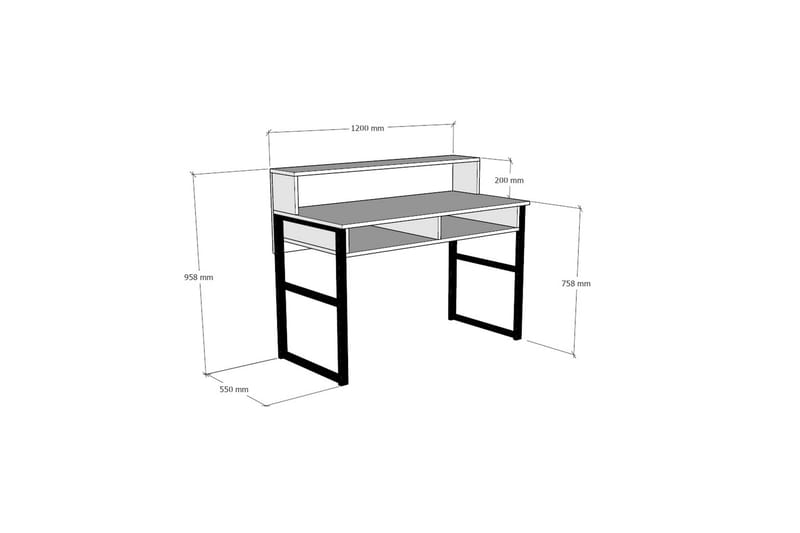 Skrivbord Dehana 120 cm med Förvaring Hyllor - Vit/Svart - Skrivbord - Datorbord