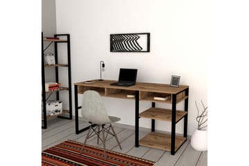 Skrivbord Dehana 150 cm med Förvaring 5 Hyllor - Valnötsbrun/Svart - Möbler - Bord & matgrupp - Kontorsbord - Skrivbord