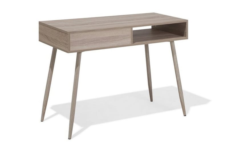 Skrivbord Deoban 100 cm med Förvaring Låda + Hylla - Ljusbrun/Vi - Skrivbord - Datorbord