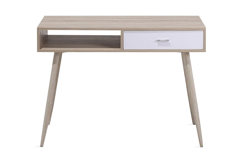 Skrivbord Deoban 100 cm med Förvaring Låda + Hylla, Ljusbrun/Vi