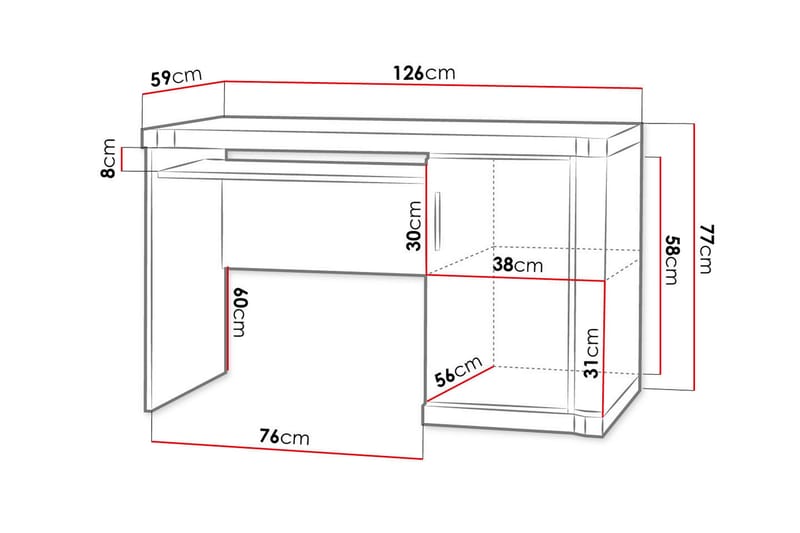 Skrivbord Domineck 126 cm med Förvaring Skåp - Tryffel/Grå - Skrivbord - Datorbord