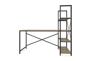 Skrivbord Dumö 160 cm med Förvaring Hyllor - Brun/Svart - Möbler - Bord & matgrupp - Kontorsbord - Skrivbord