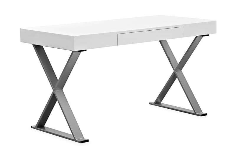 Skrivbord Effie 120 cm med Förvaring Låda - Vit/Krom - Skrivbord - Datorbord