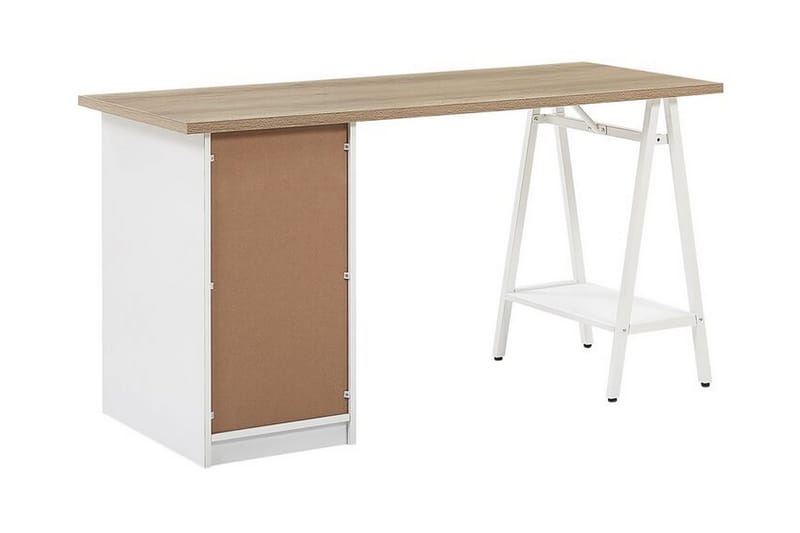 Skrivbord Escaliber 140 cm med Förvaring 5 Lådor + Hylla - Ljusbrun - Skrivbord - Datorbord